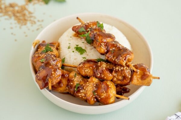 Brochette de poulet Yakitori,fondue de légumes..(viande Française)