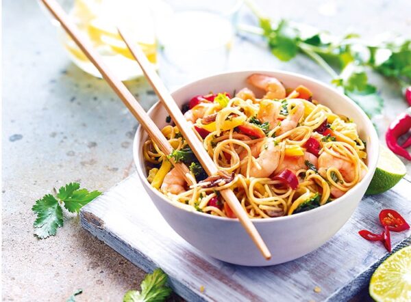 Wok de crevettes/seiche fondantes