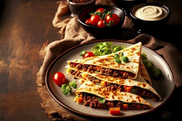 Quesadillas au bœuf haché mariné(chaud ou froid)