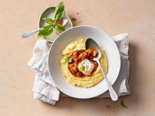 Polenta crémeuse à la dinde et mozzarella Burrata