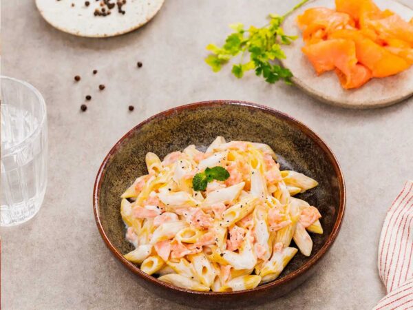 Penne complète à la truite fumée